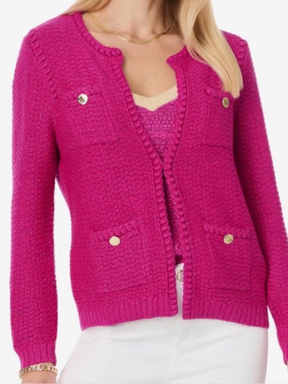 Lilly Pulitzer Women's Kenton Cardigan in Mystique Pink Metallic